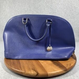 Pulicati Satchel Bag Womens Blue Saffiano Leather Dome Top Handle Zip Made Italy